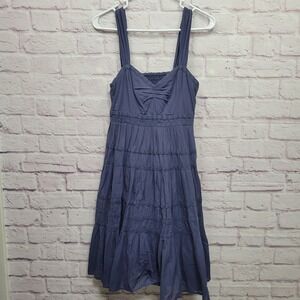 Maeve Anthropologie Blue‎ Sleeveless Babydoll Dress Size 6 Tiered Boho Cottage